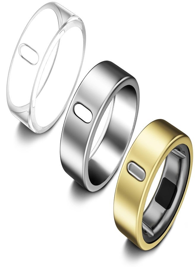 ZOOROO 3 Pack Cover Compatible with Oura Ring Gen 4/Oura Ring Gen 3 Horizon/Heritage, Surport Charging with Cover on, Anti-Scratch TPU Protector for Men Women (Size 8, Clear+Silver+Gold) - Image 1